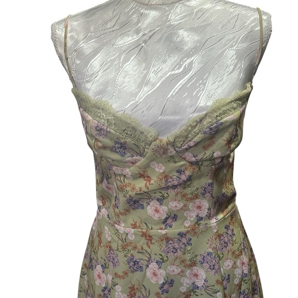 House of CB Sz Small Charlotte Peony Print Midi Dress High Side Slit Coquette - Picture 7 of 16